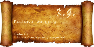 Kulhavi Gergely névjegykártya
